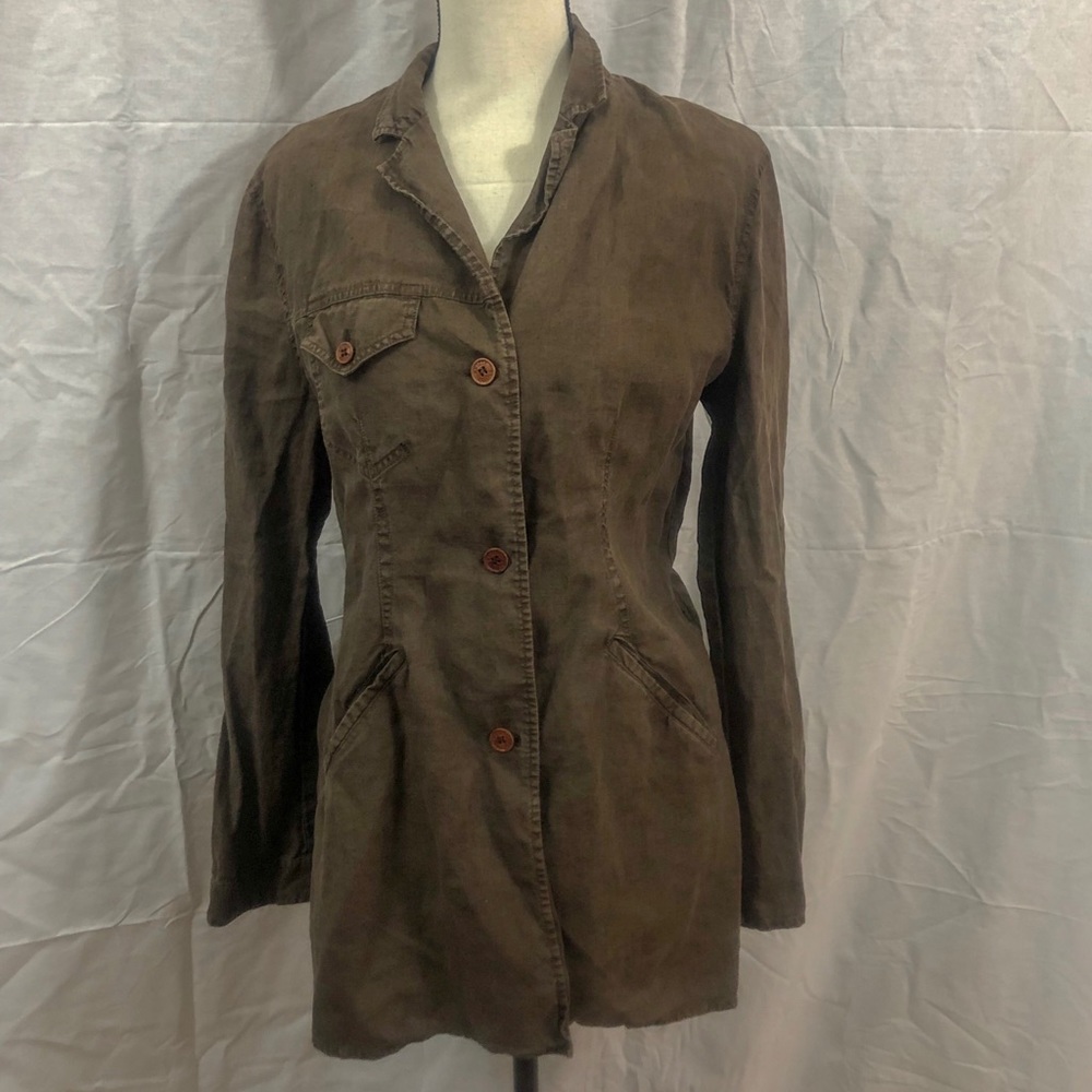 Krizia Jeans Brown Linen Jacket Made in Italy